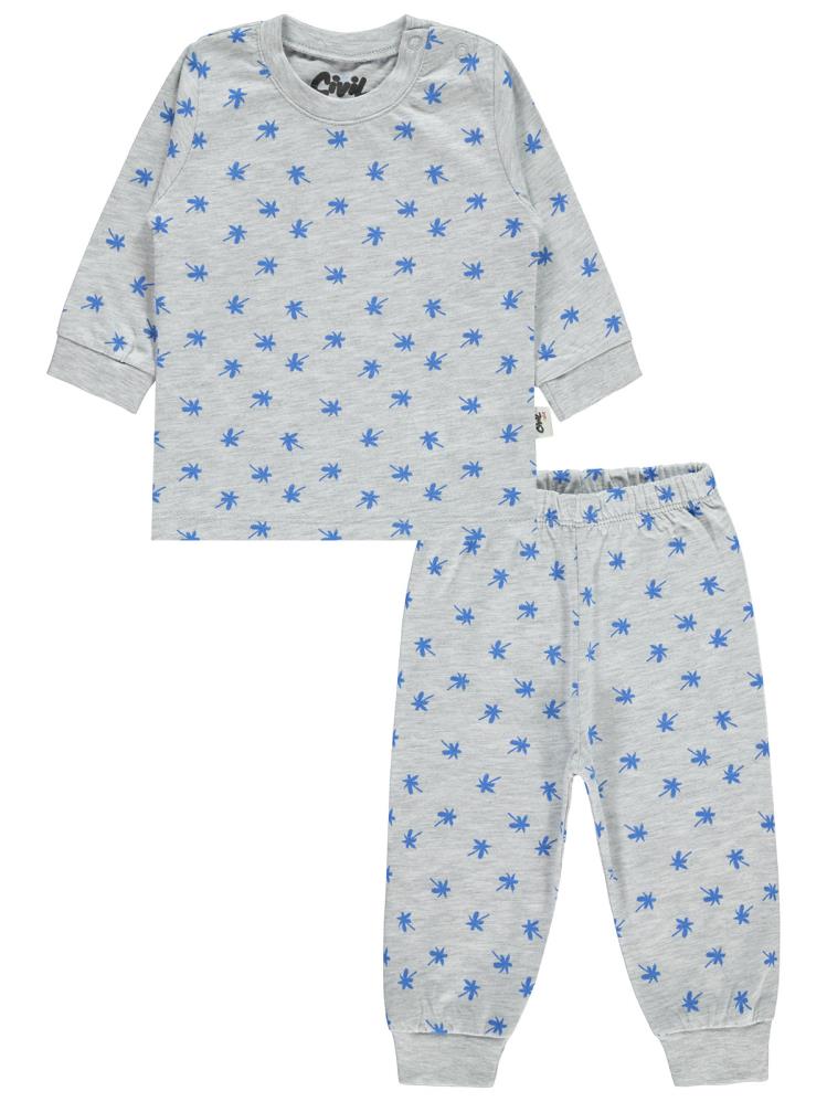 Civil Baby Palmiye Emprime 6-18 Ay Erkek Pijama Takım - Gri