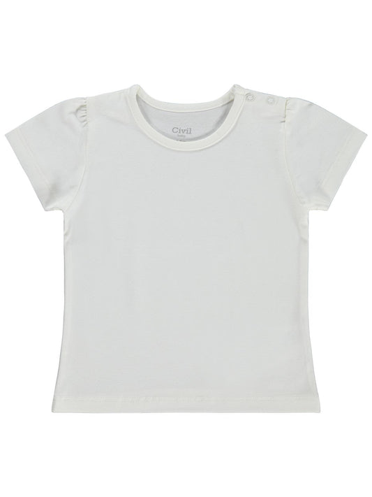 Civil Baby Kız Bebek Tişört 6-18 Ay - Ekru