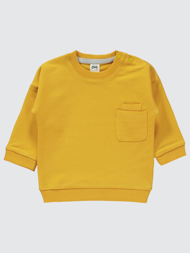 Civil Baby Diz Nakış Cepli 6-18 Ay Unisex Takım - Hardal