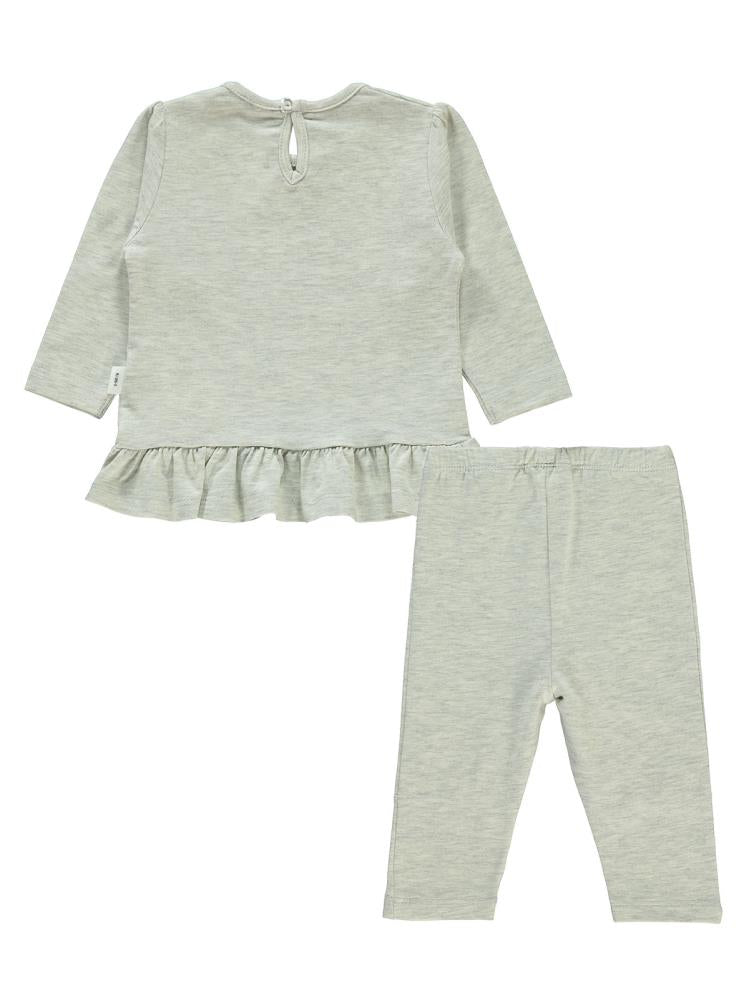 Civil Baby Kulaklı Tavşan Baskı 6-18 Ay Taytlı Takım - Gri