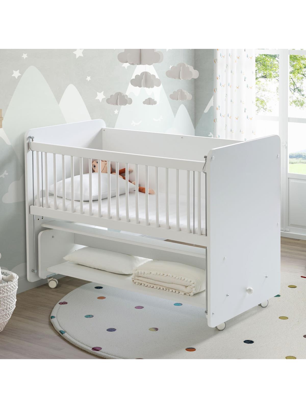 Babywhen Sallanan ve Tekerlekli Başucu Beşiği 60x120 cm-Beyaz