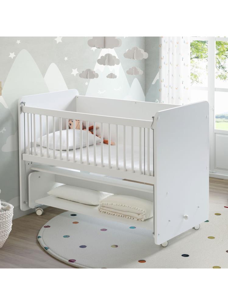 Babywhen Sallanan ve Tekerlekli Başucu Beşiği 60x120 cm-Beyaz