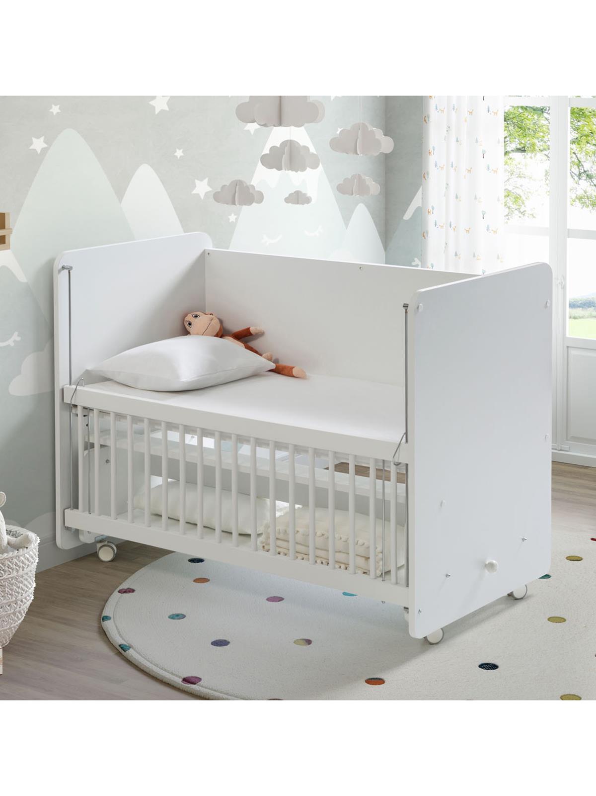 Babywhen Sallanan ve Tekerlekli Başucu Beşiği 60x120 cm-Beyaz