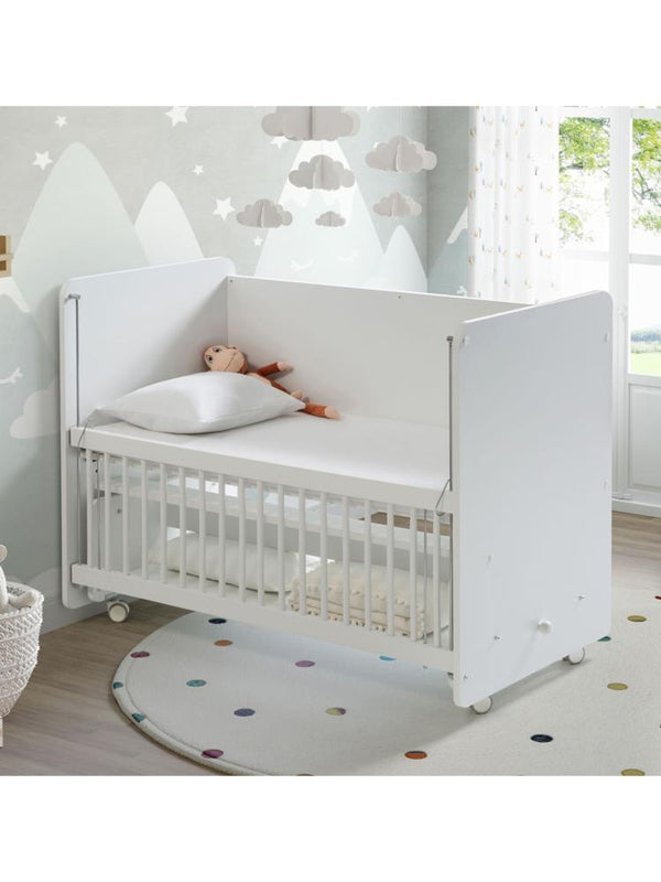 Babywhen Sallanan ve Tekerlekli Başucu Beşiği 60x120 cm-Beyaz