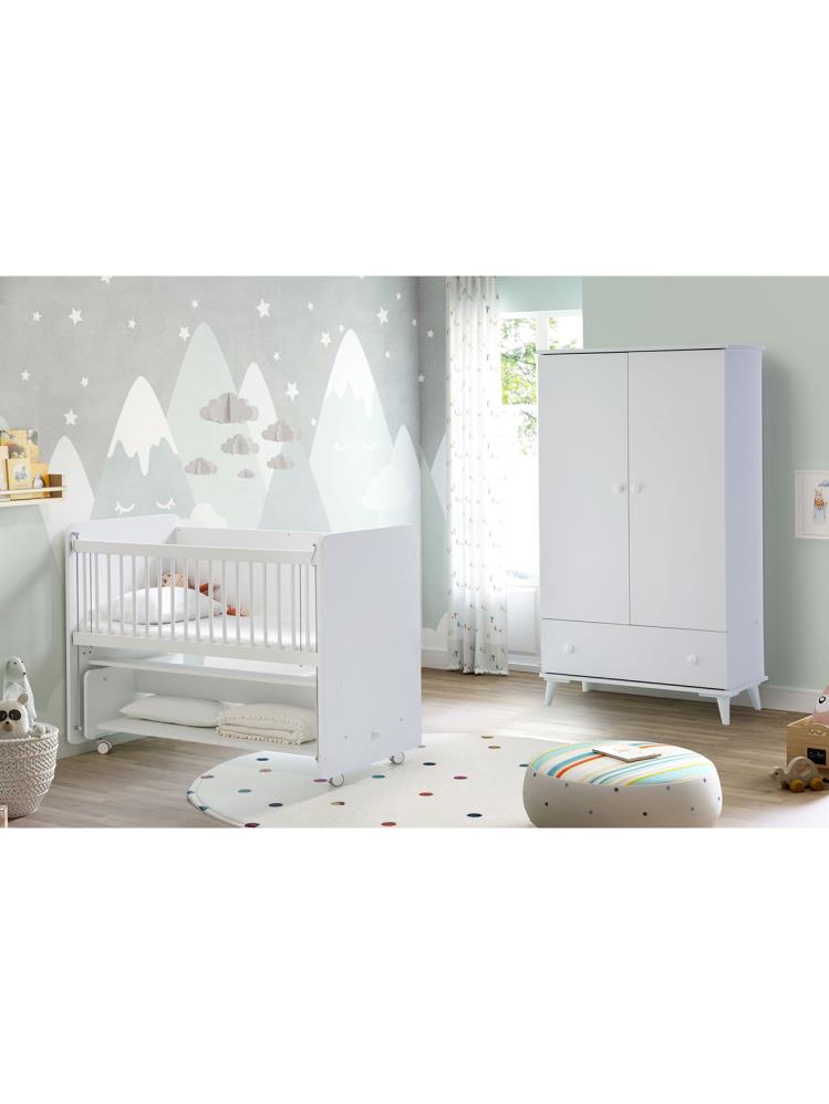 Babywhen Sallanan ve Tekerlekli Başucu Beşiği 60x120 cm-Beyaz