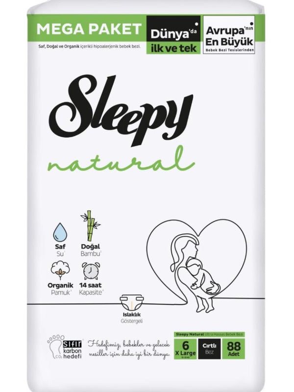 Sleepy Natural Bebek Bezi Mega Fırsat Paketi 6 Beden 15-25 Kg XL 88 Adet