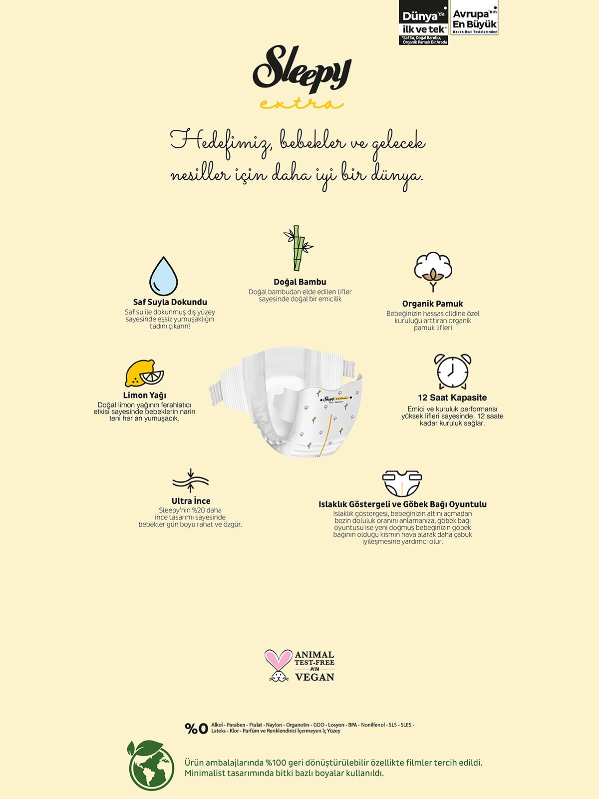 Sleepy Extra Günlük Aktivite Fırsat Paketi Bebek Bezi 1 Yenidoğan Numara 50 Adet