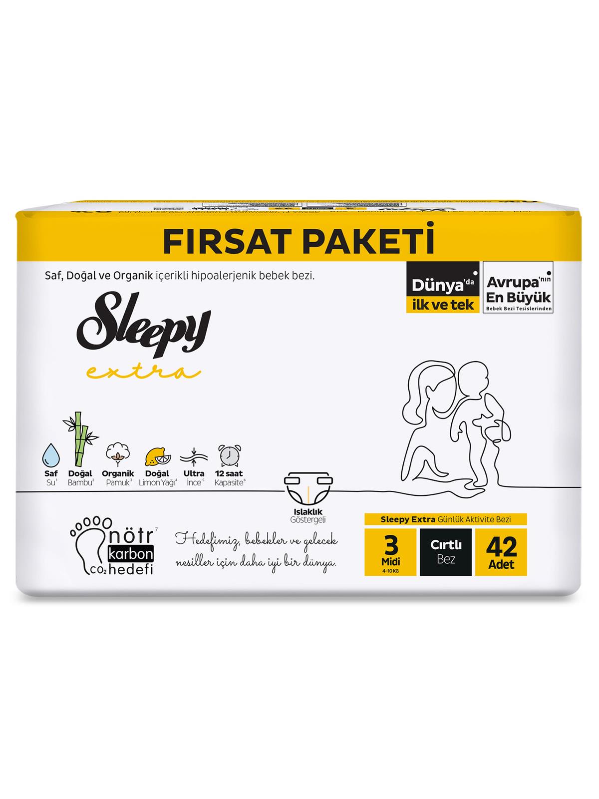 Sleepy Extra Günlük Aktivite Fırsat Paketi Bebek Bezi 3 Midi Numara 42 Adet