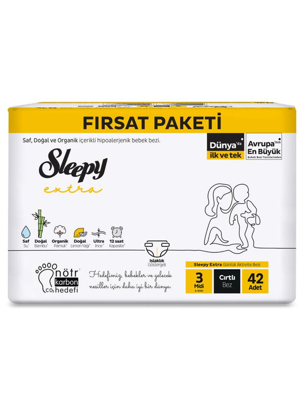 Sleepy Extra Günlük Aktivite Fırsat Paketi Bebek Bezi 3 Midi Numara 42 Adet