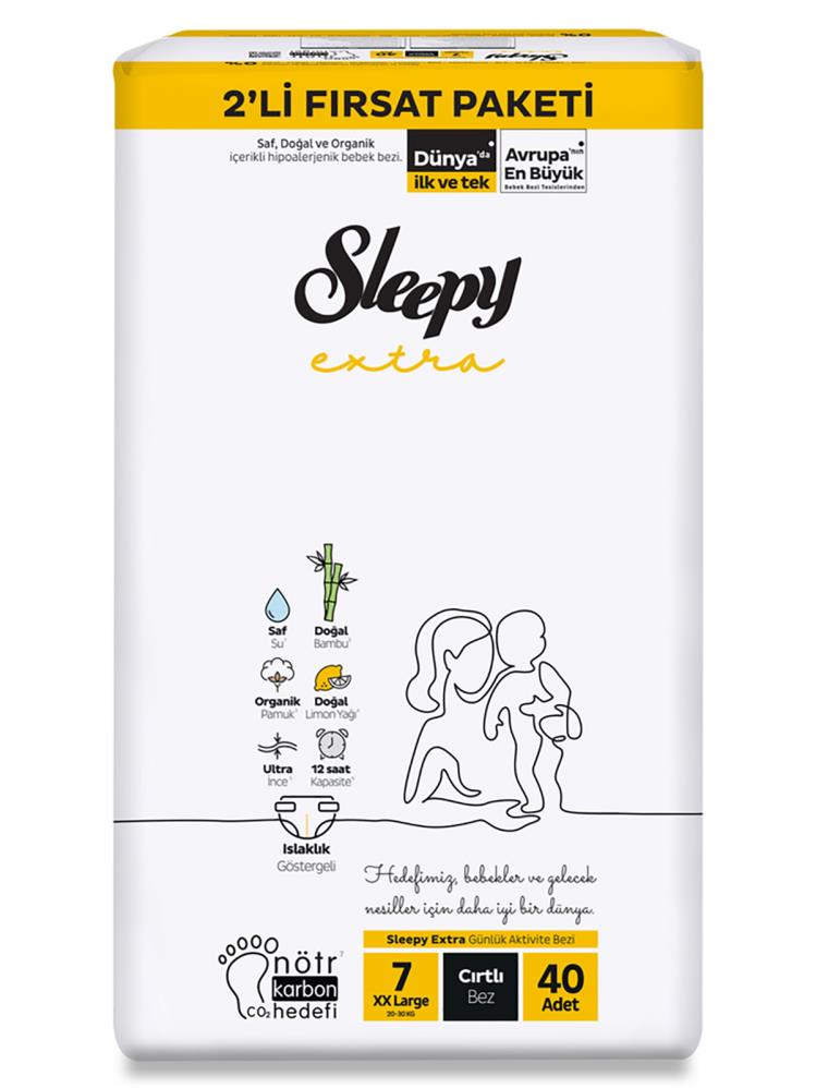 Sleepy Extra Günlük Aktivite Fırsat Paketi Bebek Bezi 7 Xxlarge Numara 40 Adet