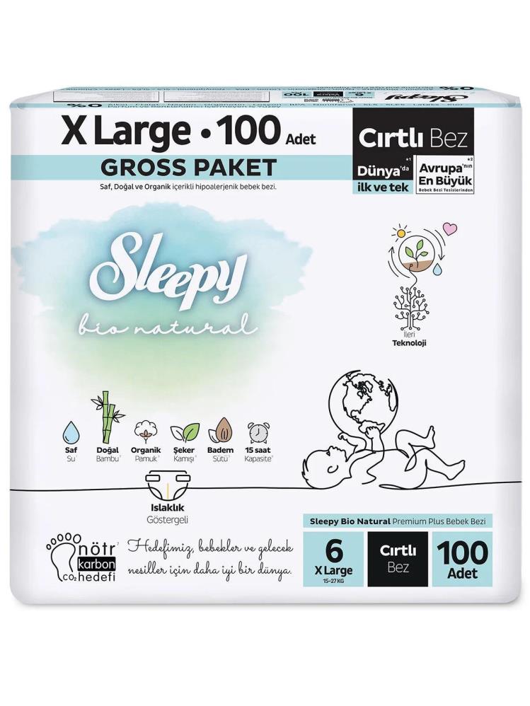 Sleepy Bio naturel Gross Xl 100'lü