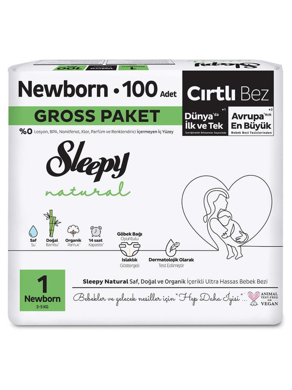 Sleepy Natural Gross Paket Bebek Bezi 1 Numara Newborn 100 Adet