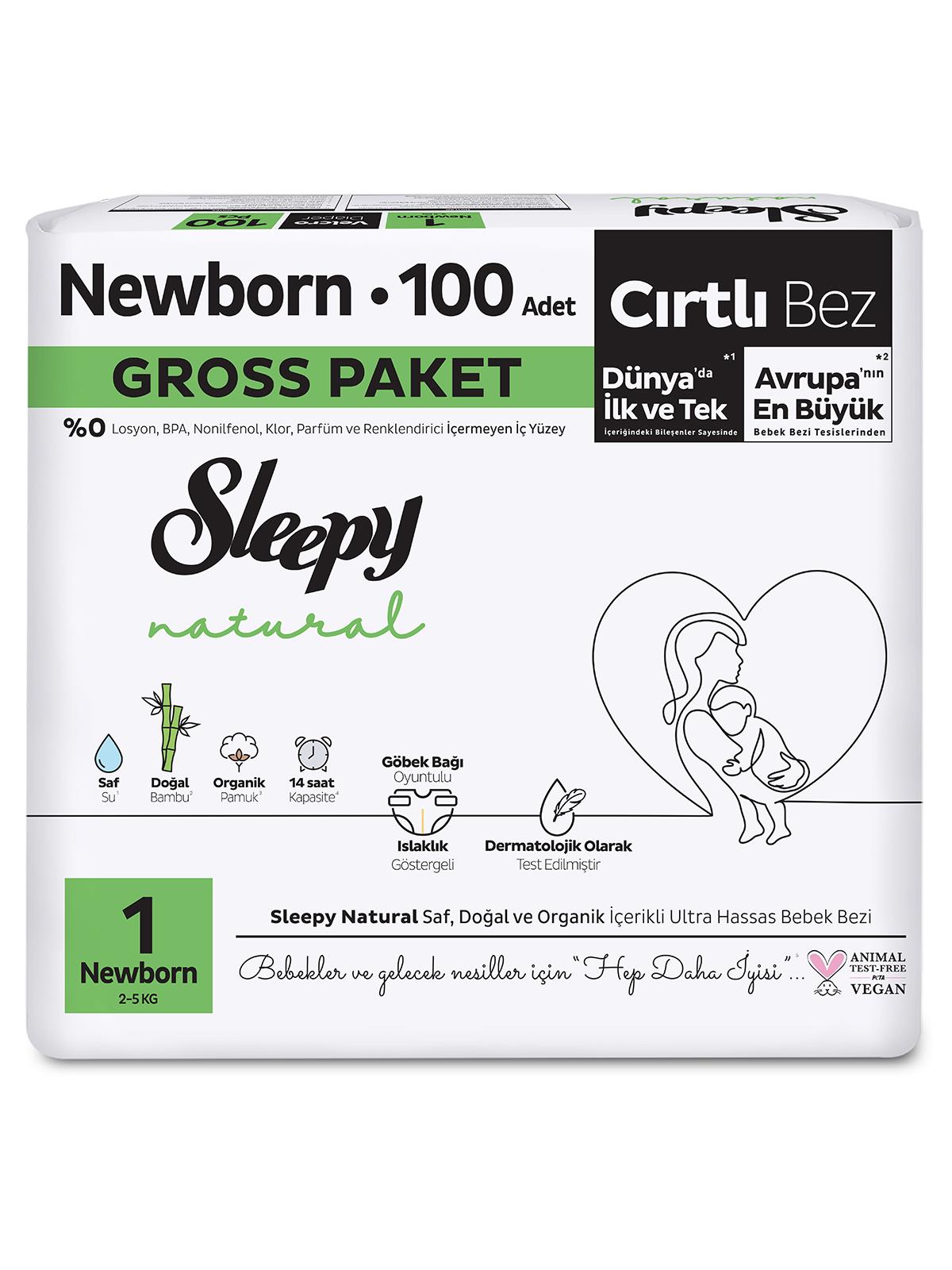 Sleepy Natural Gross Paket Bebek Bezi 1 Numara Newborn 100 Adet