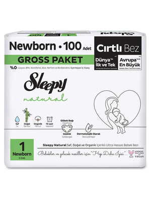 Sleepy Natural Gross Paket Bebek Bezi 1 Numara Newborn 100 Adet
