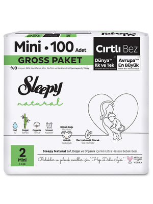 Sleepy Natural Gross Paket Bebek Bezi 2 Numara Mini 100 Adet