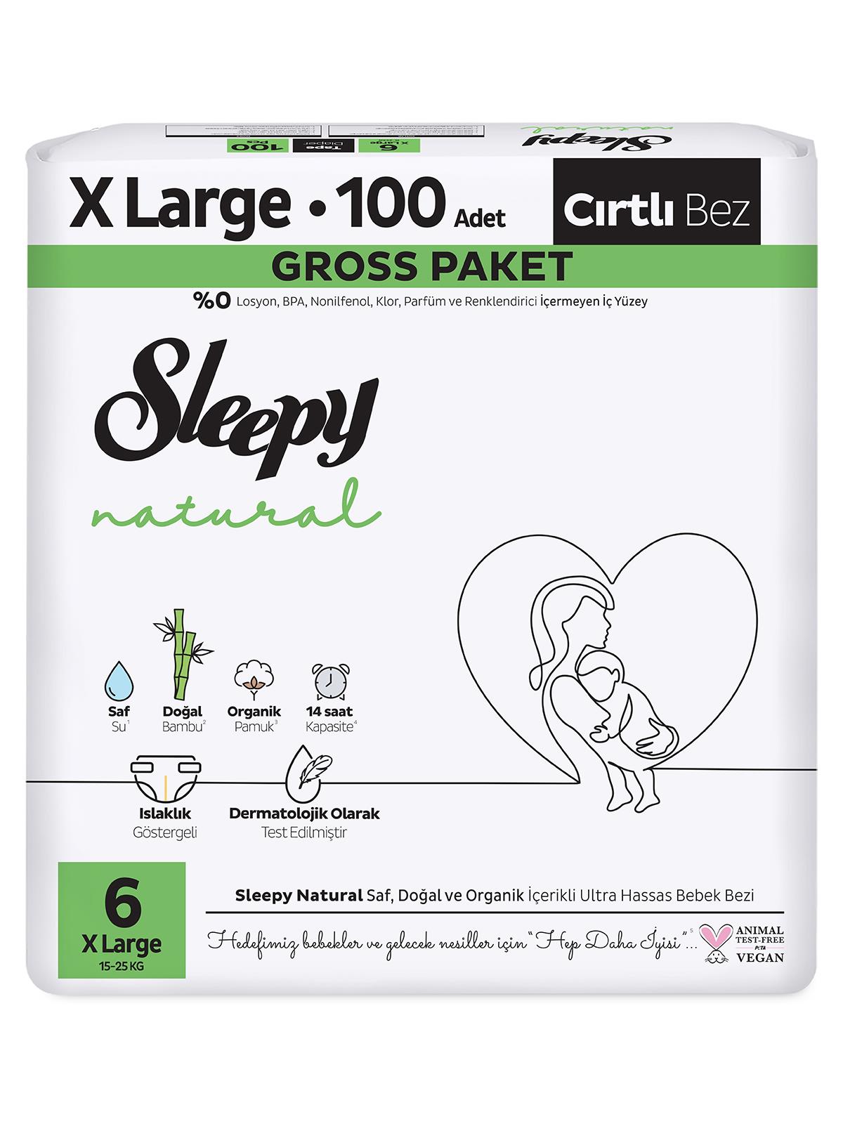 Sleepy Natural Gross Paket Bebek Bezi 6 Numara Xlarge 100 Adet