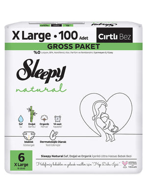 Sleepy Natural Gross Paket Bebek Bezi 6 Numara Xlarge 100 Adet