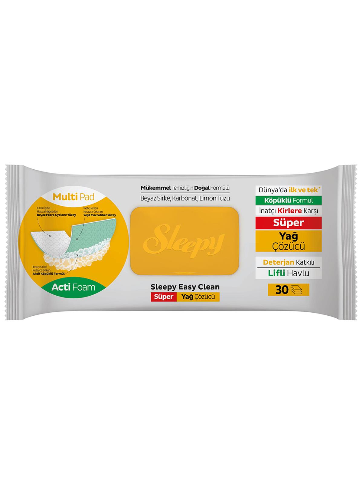 Sleepy Easy Clean Süper Yağ Çözücü Yüzey Temizlik Havlusu&Mendili 30 Yaprak