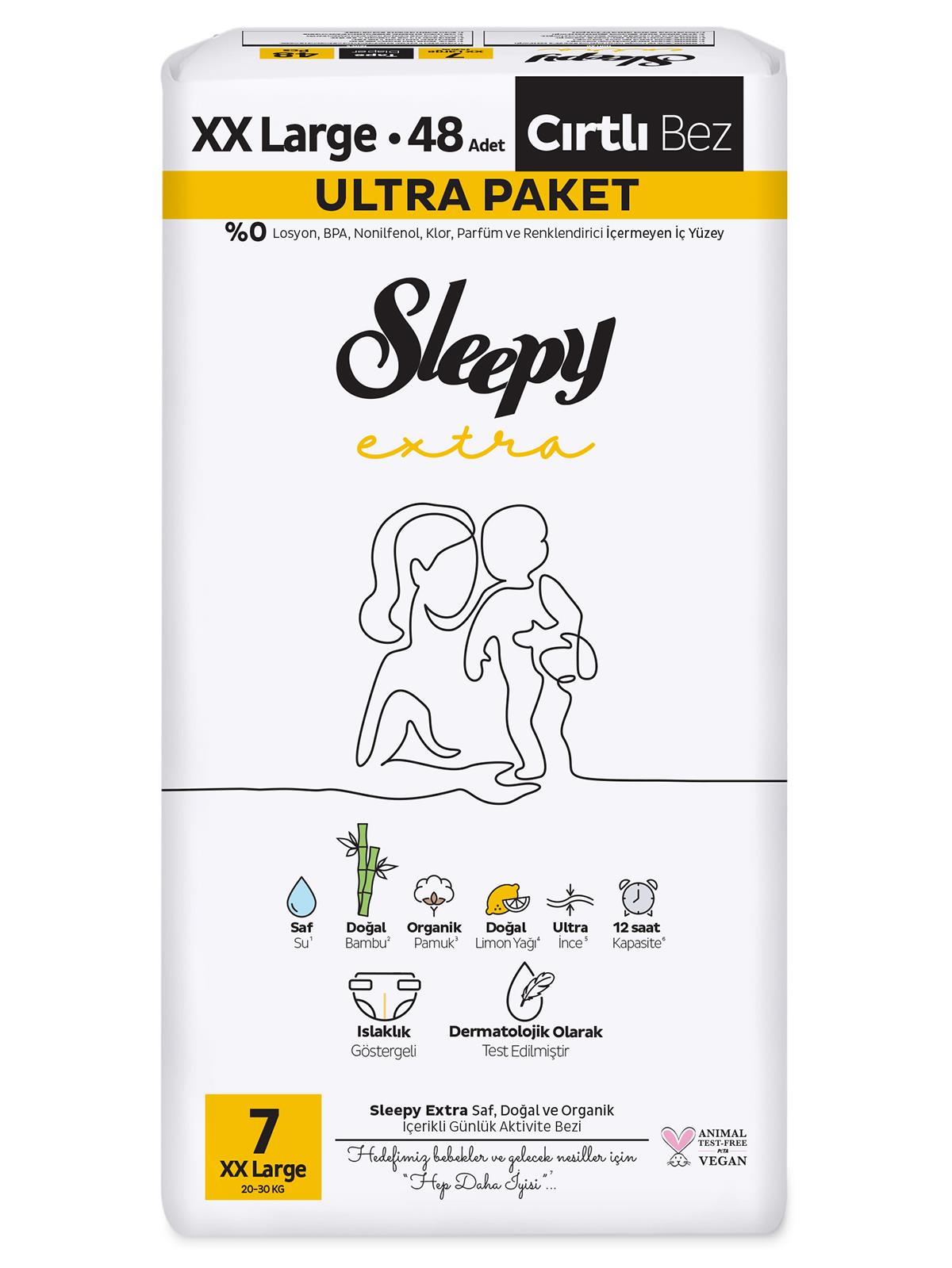 Sleepy Extra Bebek Bezi Ultra Paket 7 Beden XXL 48 Adet
