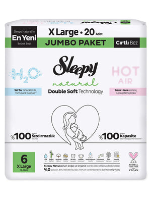 Sleepy Natural Double Soft Jumpo Paket XL 6 Beden 20 Adet