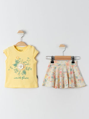 Miniworld Naturel Çiçekli 6-18 Ay Takım - Sarı