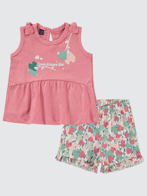 Miniworld Lover Şortlu 6-18 Ay Takım - Pembe