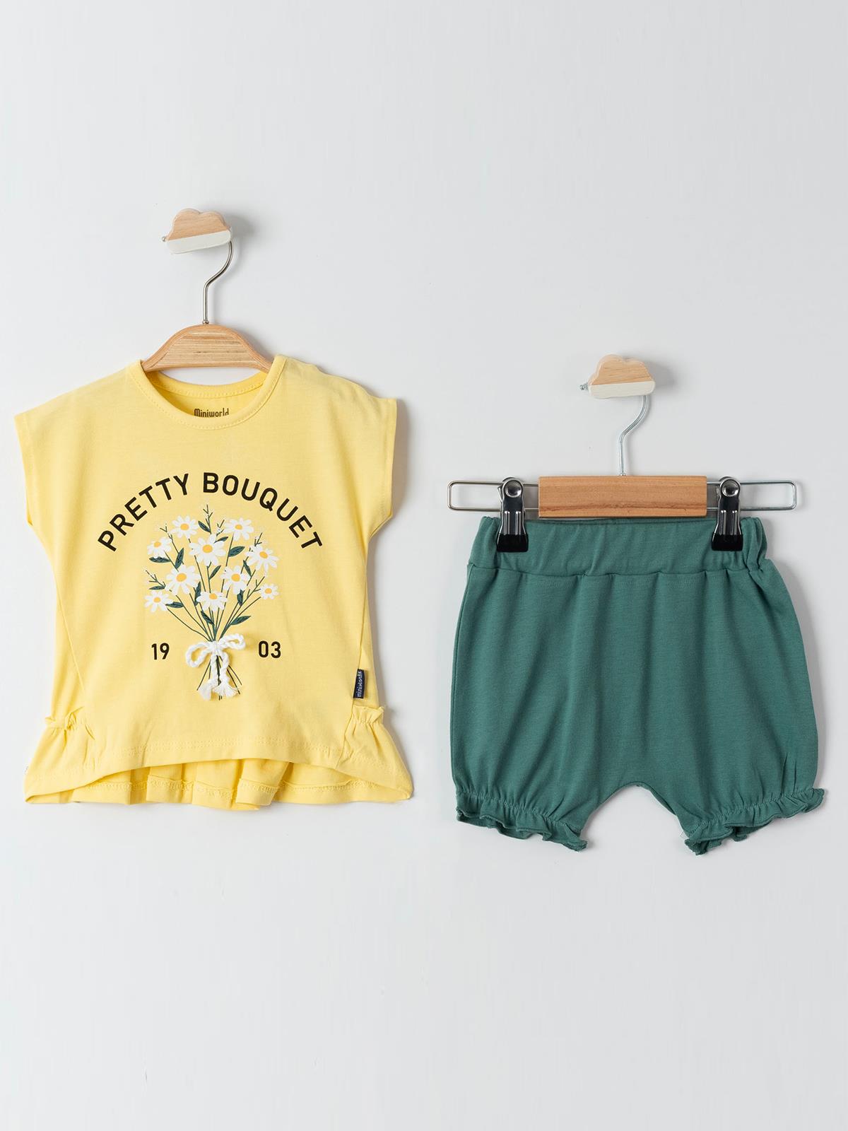 Minidünya Tekstil  Daisy Şortlu 6-18 Ay Takım - Sarı