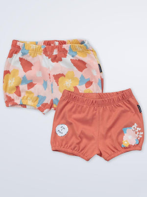 Miniworld Floral 2'in 1 Pack 3-12 Ay Şort - Turuncu