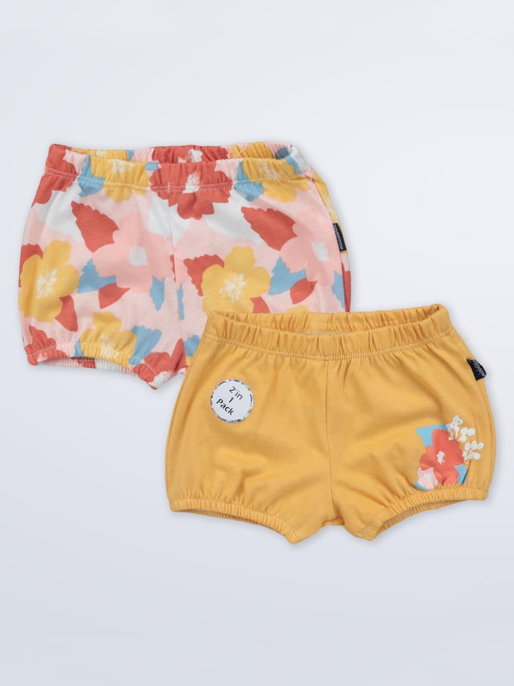 Miniworld Floral 2'in 1 Pack 3-12 Ay Şort - Hardal