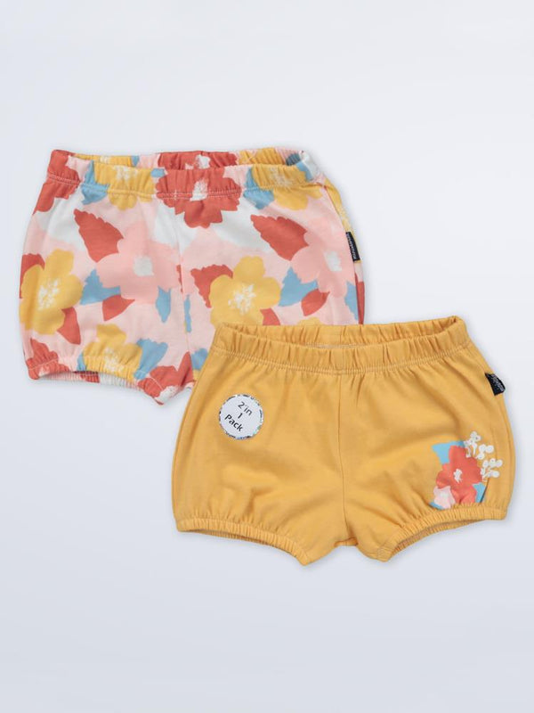 Miniworld Floral 2'in 1 Pack 3-12 Ay Şort - Hardal