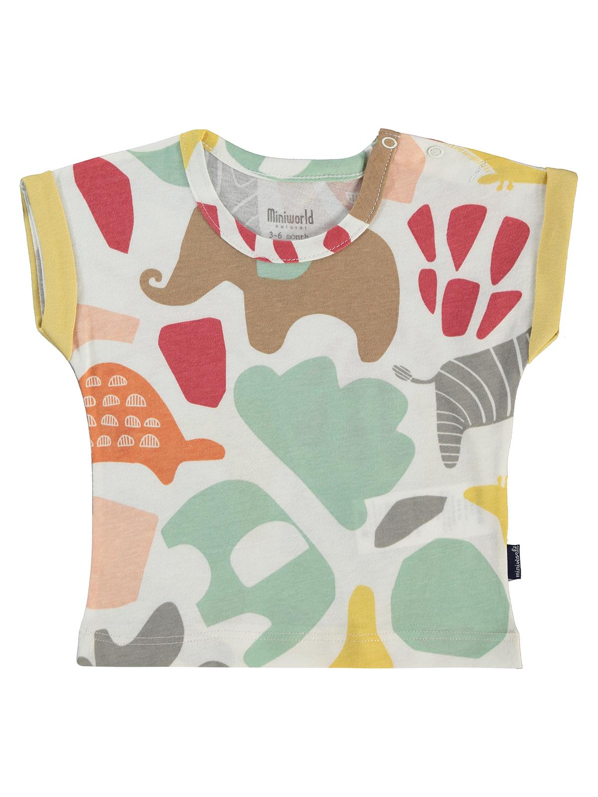 Minidünya Tekstil Renkli Figürlü 2'in 1 Pack 3-12 Ay Tişört - Hardal