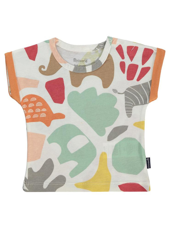 Miniworld Renkli Figürlü 2'in 1 Pack 3-12 Ay Tişört - Turuncu