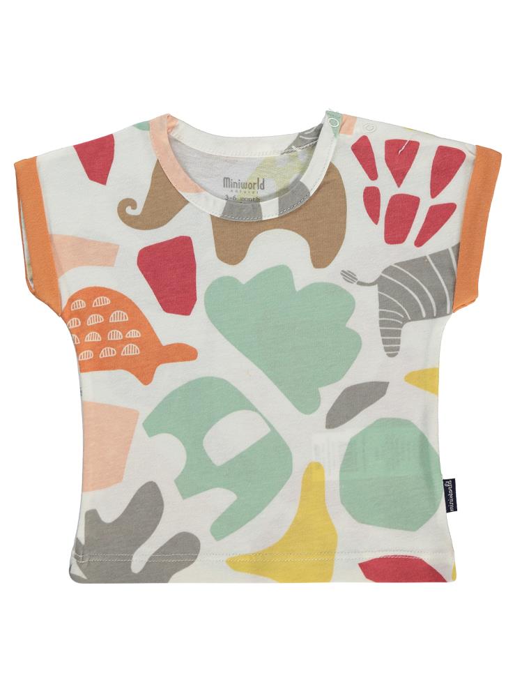 Miniworld Renkli Figürlü 2'in 1 Pack 3-12 Ay Tişört - Turuncu