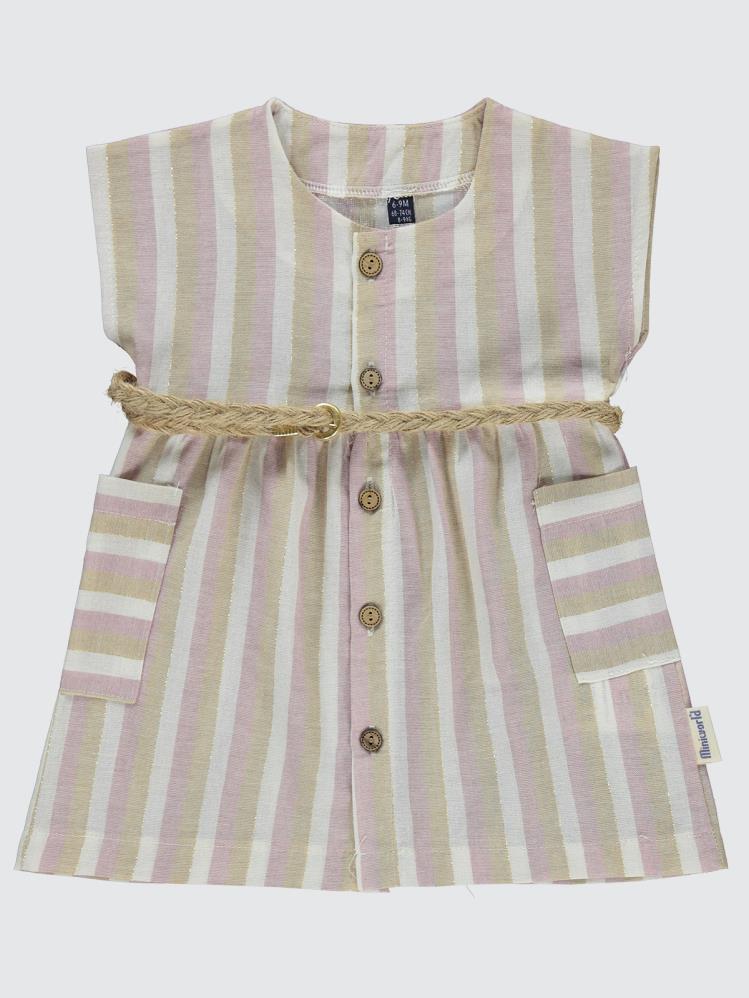 Miniworld Simli Çizgili 6-18 Ay Elbise - Lila