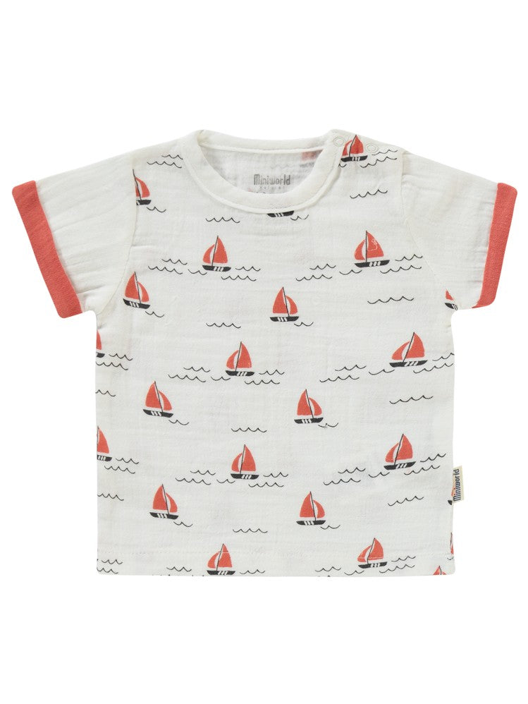 Miniworld Baskılı Müslin Şortlu 6-18 Ay Takım - Turuncu