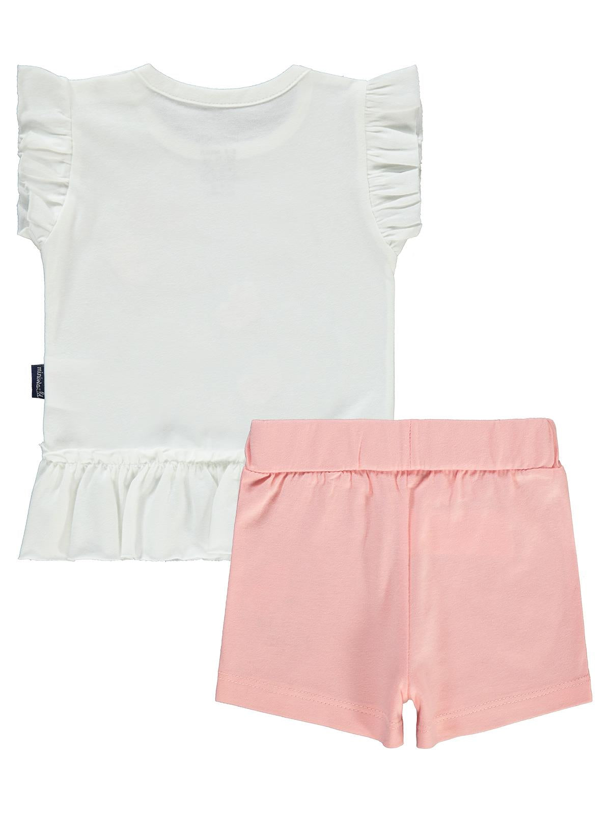 Miniworld Mobil Kelebekli Şortlu 6-18 Ay Takım - Pudra