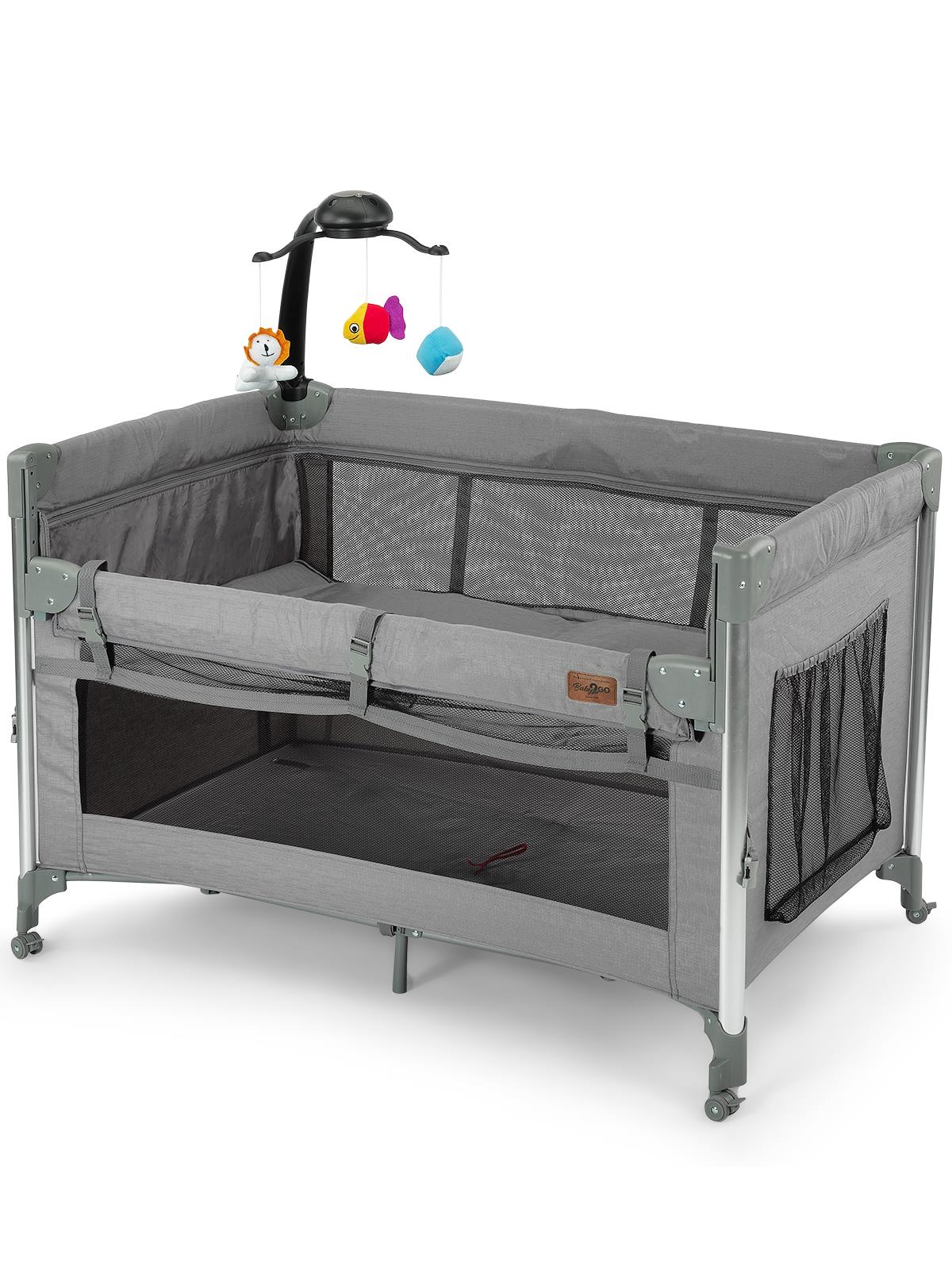 Baby2Go Luna Otomatik Anne Yanı Oyun Parkı 70x110 Cm - Gri