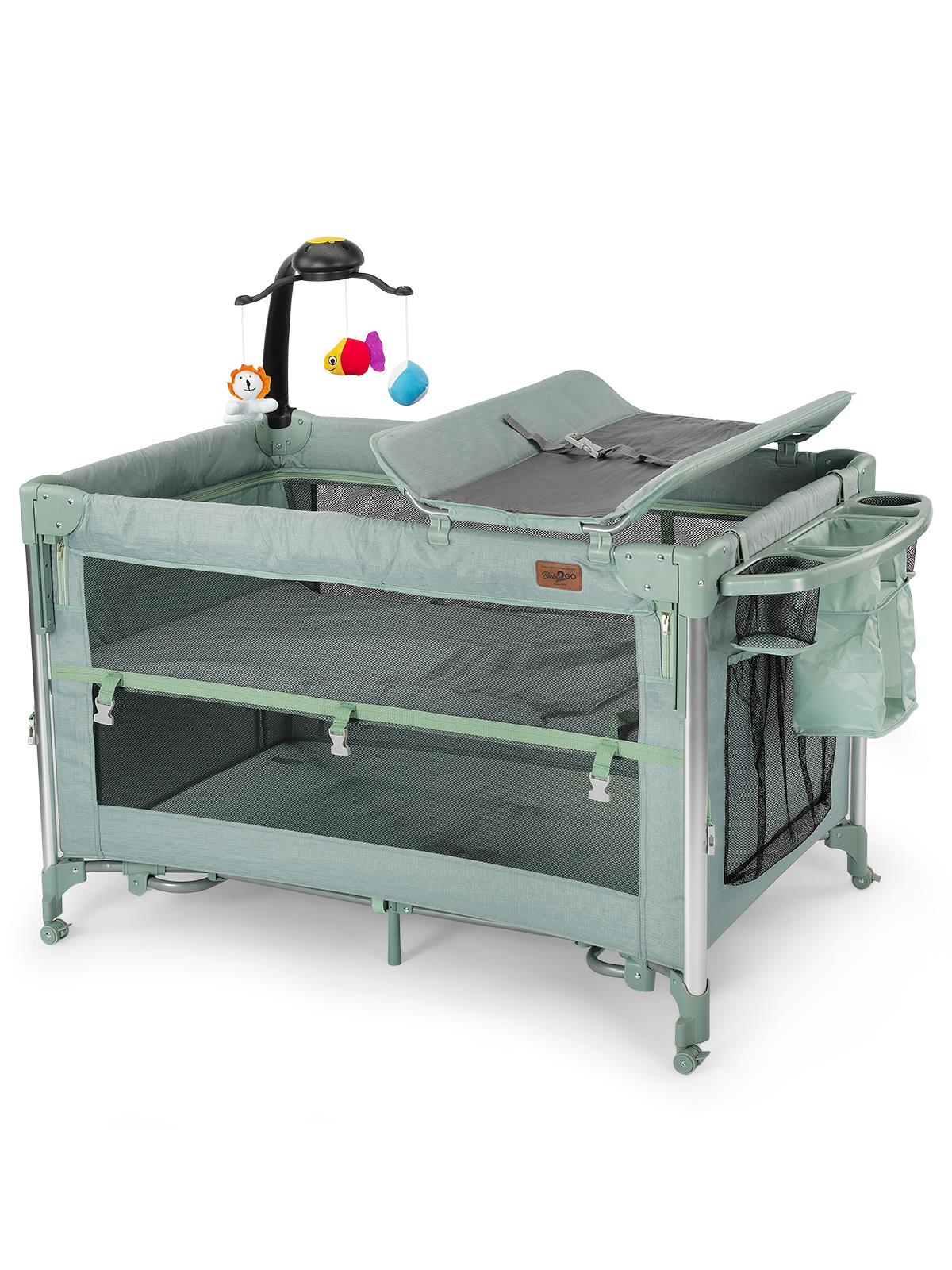 Baby2Go Luna Otomatik Anne Yanı Oyun Parkı 70x110 Cm - Yeşil