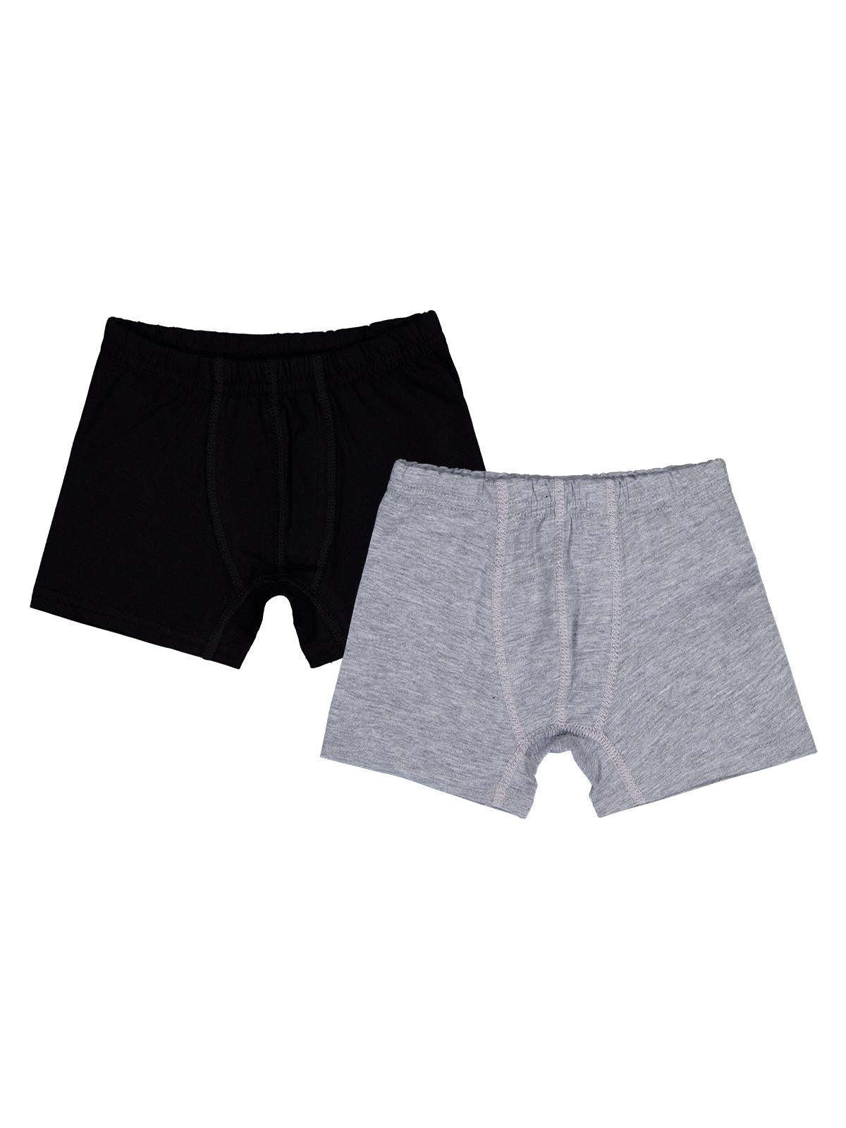 Domi Kids Gri-Siyah Erkek Çocuk 2'li Boxer | Likralı Süprem | Okul Kreş ve Günlük Kullanım