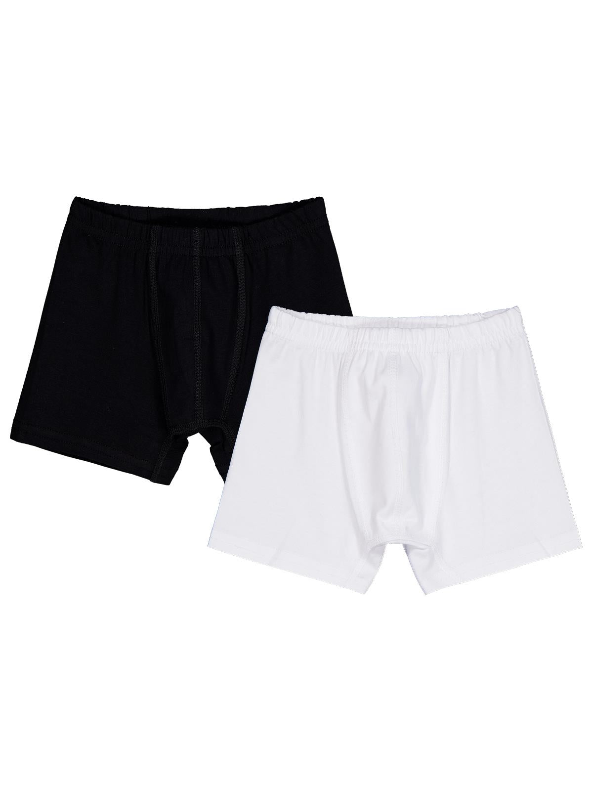 Domi Kids Siyah-Beyaz Erkek Çocuk 2'li Boxer | Likralı Süprem | Okul Kreş ve Günlük Kullanım