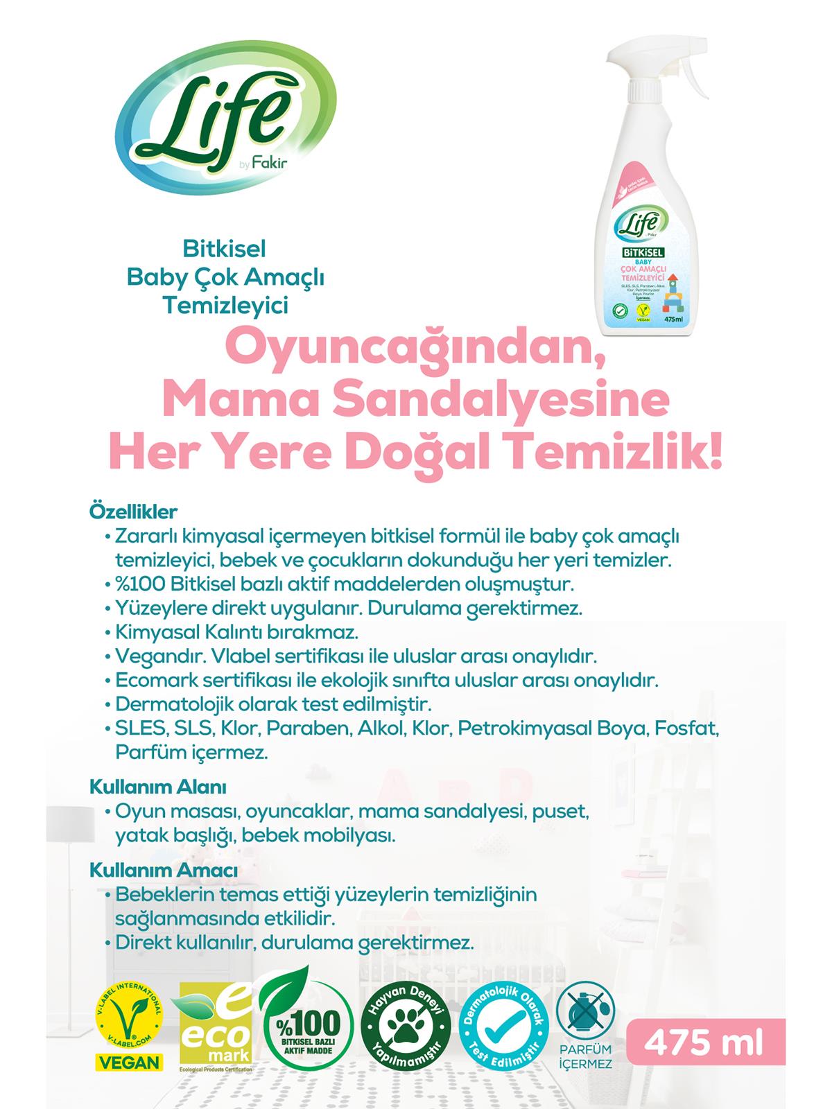 Life by Fakir Bitkisel Bebek Çok Amaçlı Temizleyici 475 Ml