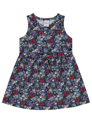 Lovetti Cottage Garden Desen Kolsuz 1-4 Yaş Elbise - Lacivert