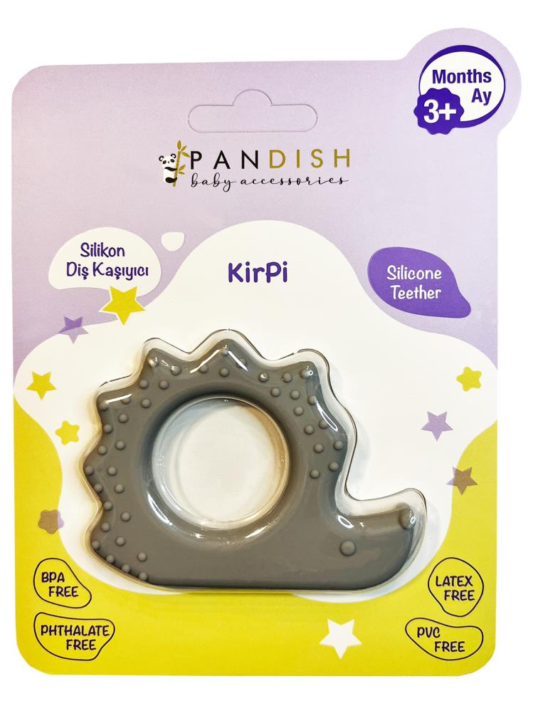 Pandish Kirpi Silikon Diş Kaşıyıcı - Gri