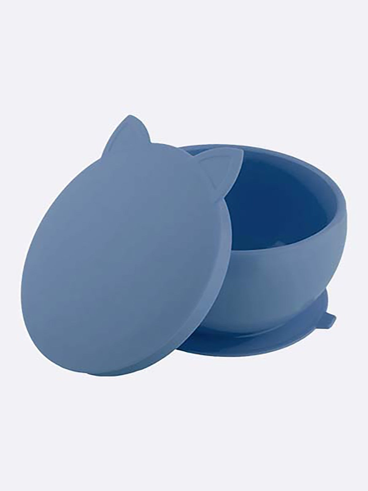 Pandish KitTen Vakum Tabanlı Kapaklı Silikon Kase - Mavi