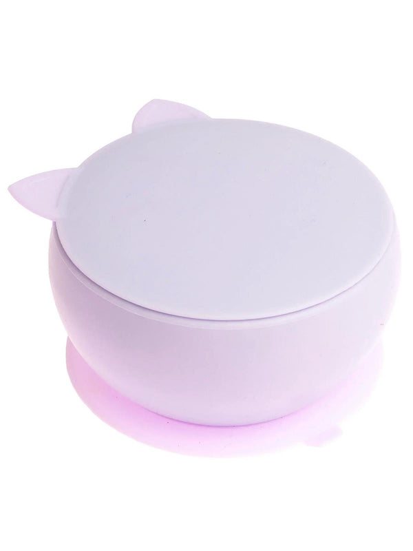 Pandish KitTen Vakum Tabanlı Kapaklı Silikon Kase - Lila