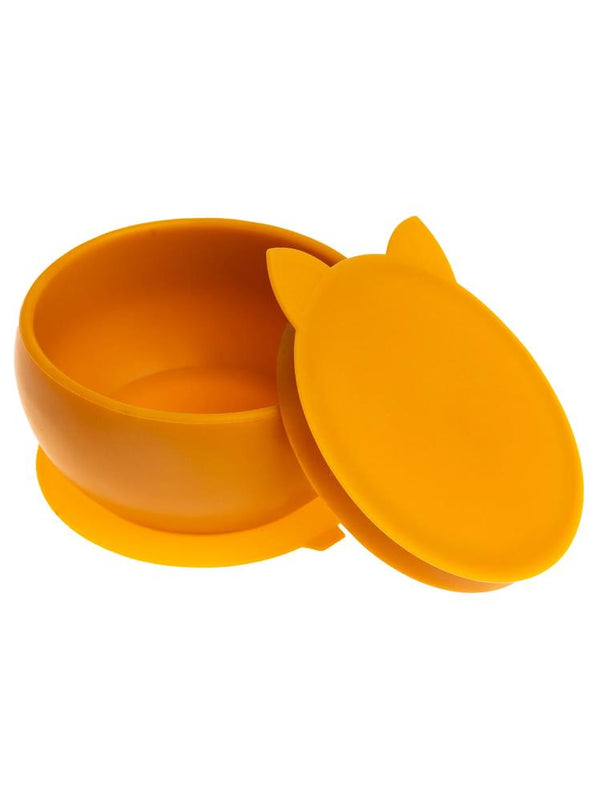 Pandish KitTen Vakum Tabanlı Kapaklı Silikon Kase - Kahverengi