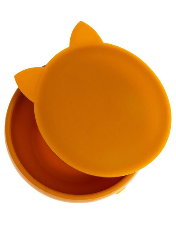 Pandish KitTen Vakum Tabanlı Kapaklı Silikon Kase - Kahverengi