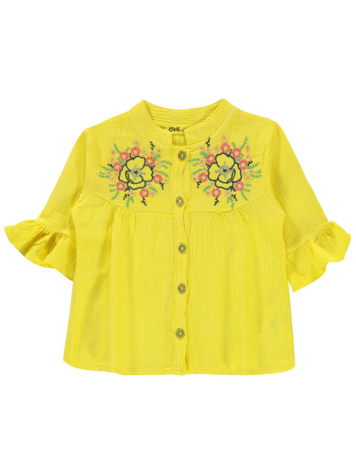 Civil Girls Valon Kol 2-5 Yaş Gömlek - Sarı