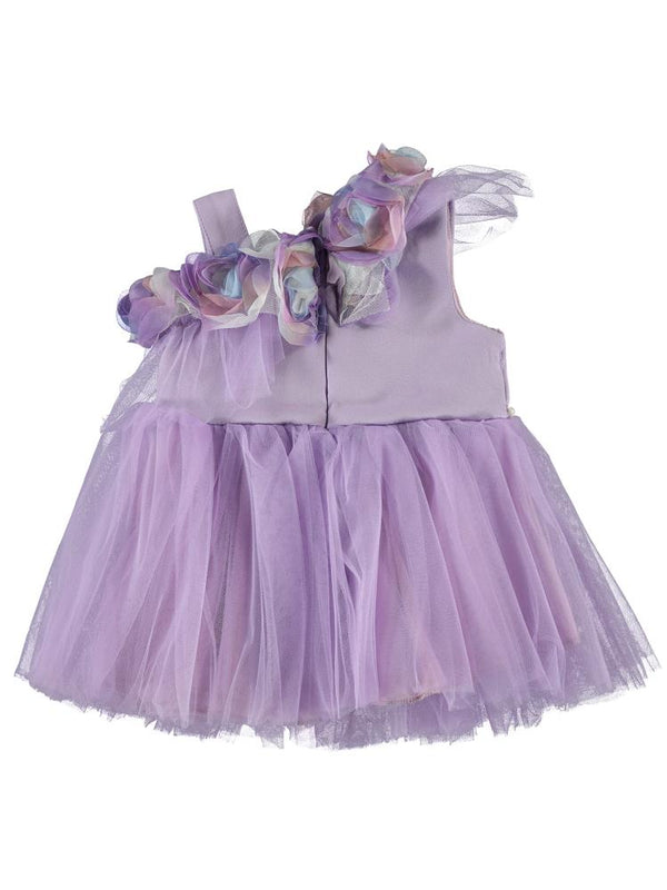 Civil Baby Askılı Gül Aksesuarlı 6-18 Ay Elbise - Lila