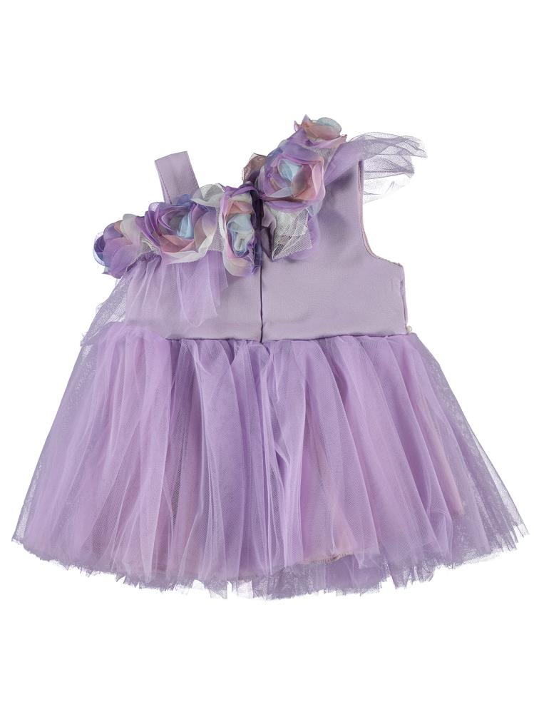 Civil Baby Askılı Gül Aksesuarlı 6-18 Ay Elbise - Lila
